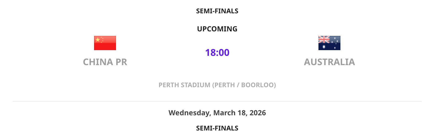 女足亚洲杯半决赛：日韩相遇 中国女足对阵东道主澳大利亚